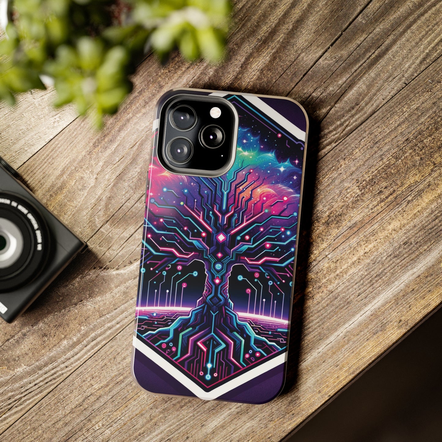 ToughDrop Apple iPhone Case Ft. Cyberpunk Nebula Tree