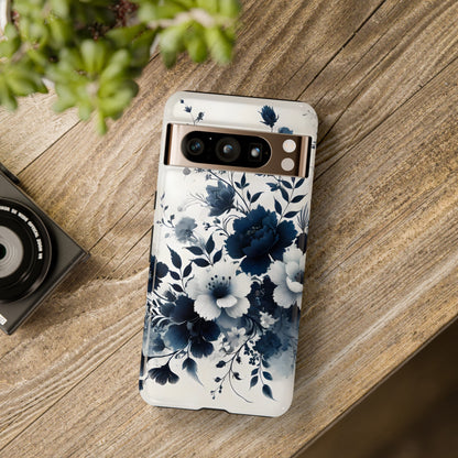 Tough Phone Case Ft. Navy Blue Flowers