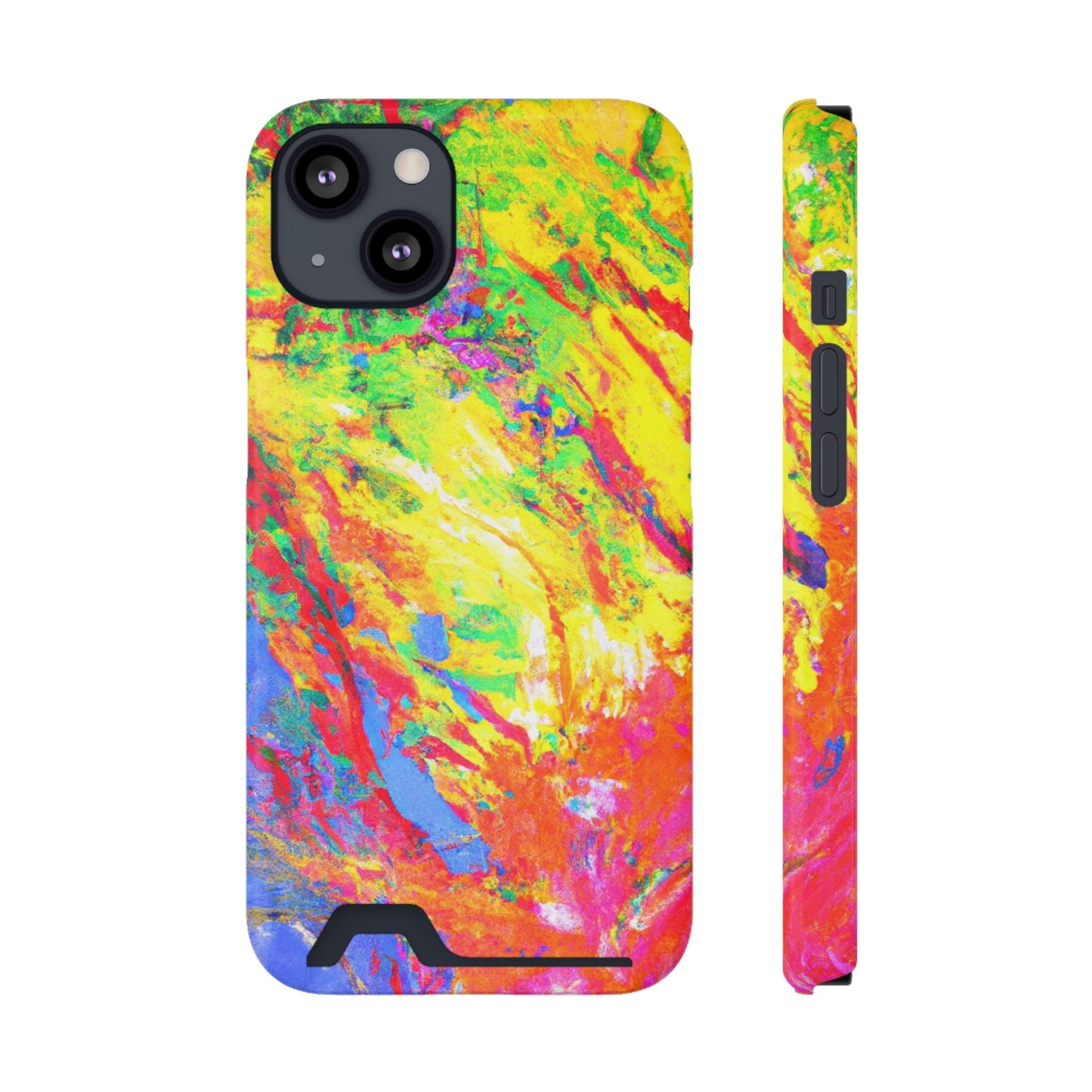 Abstract Sherbet: Phone case with card holder for iPhone 13 models and Samsung S21-S22 models