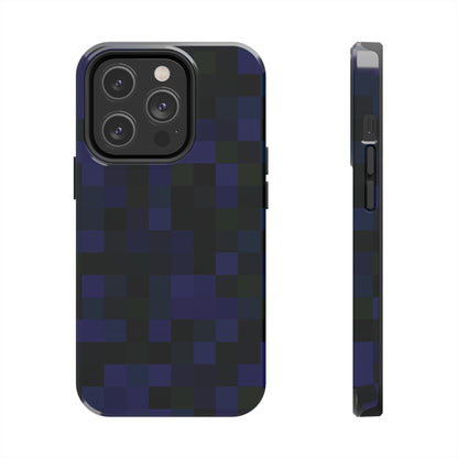 Strong Apple iPhone Case Ft. Dark Blue Pixels