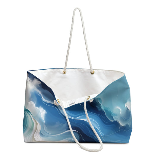 Blue and White Flow State Weekender Bag