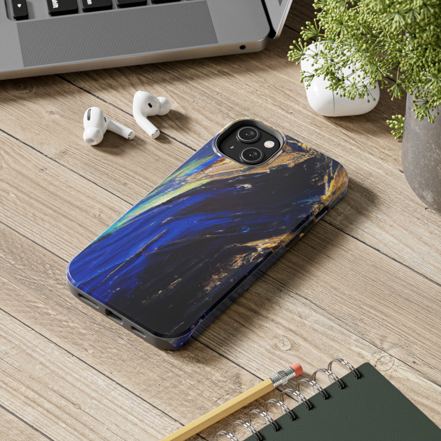 Tough Case-Mate iPhone Case Ft. Acrylic Blue Gold