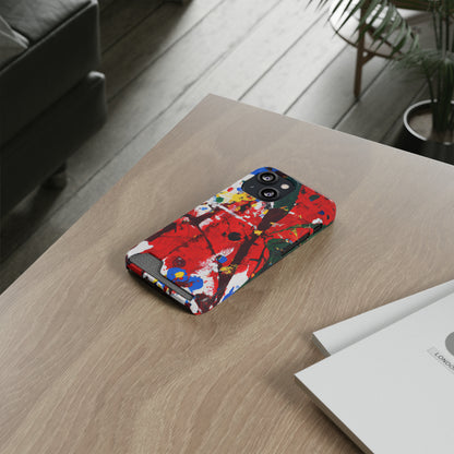 iPhone or Samsung Case with Card Holder Ft. Fractured Red