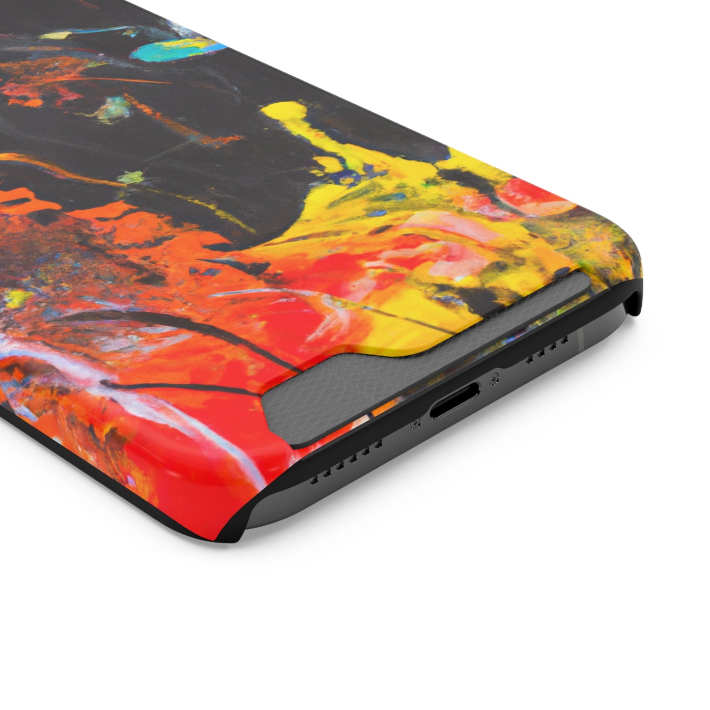 iPhone 13 and Samsung S21, S22 Cases with Card Holder Ft. Abstract Orange