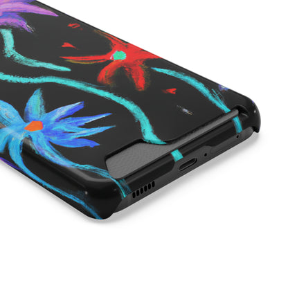 iPhone 13 and Samsung S21, S22 Cases with Card Holder Ft. Abstract Flowers