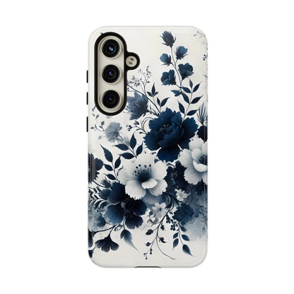 Tough Phone Case Ft. Navy Blue Flowers