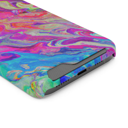 iPhone 13 and Samsung S21, S22 Cases with Card Holder Ft. Rainbow Waves