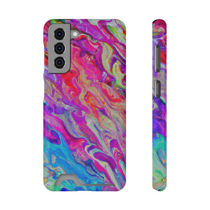 iPhone 13 and Samsung S21, S22 Cases with Card Holder Ft. Rainbow Waves