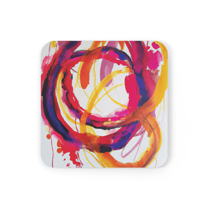 Corkwood Coaster Set of 4 Ft. Abstract Scarlet