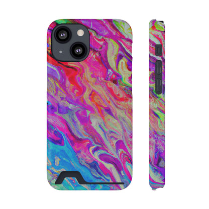 iPhone 13 and Samsung S21, S22 Cases with Card Holder Ft. Rainbow Waves