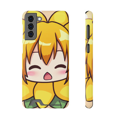 iPhone 13 and Samsung S21, S22 Cases with Card Holder Ft. Chibi Sunflower