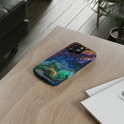 iPhone or Samsung Case with Card Holder Ft. Abstract Opal