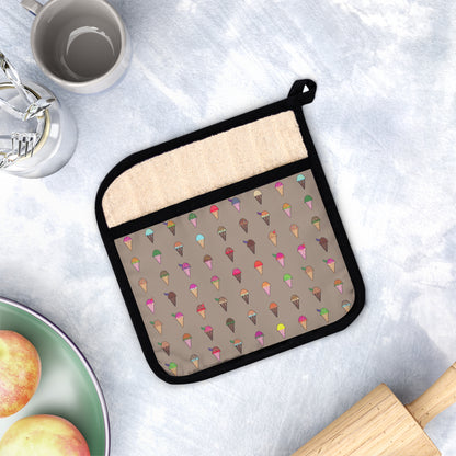 Pot Holder with Pocket Featuring Pixel Cones