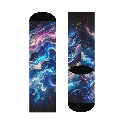 Galaxy Wave Cushioned Crew Socks: Vibrant Cosmic Swirl Crew Socks for Gifts & Everyday Wear