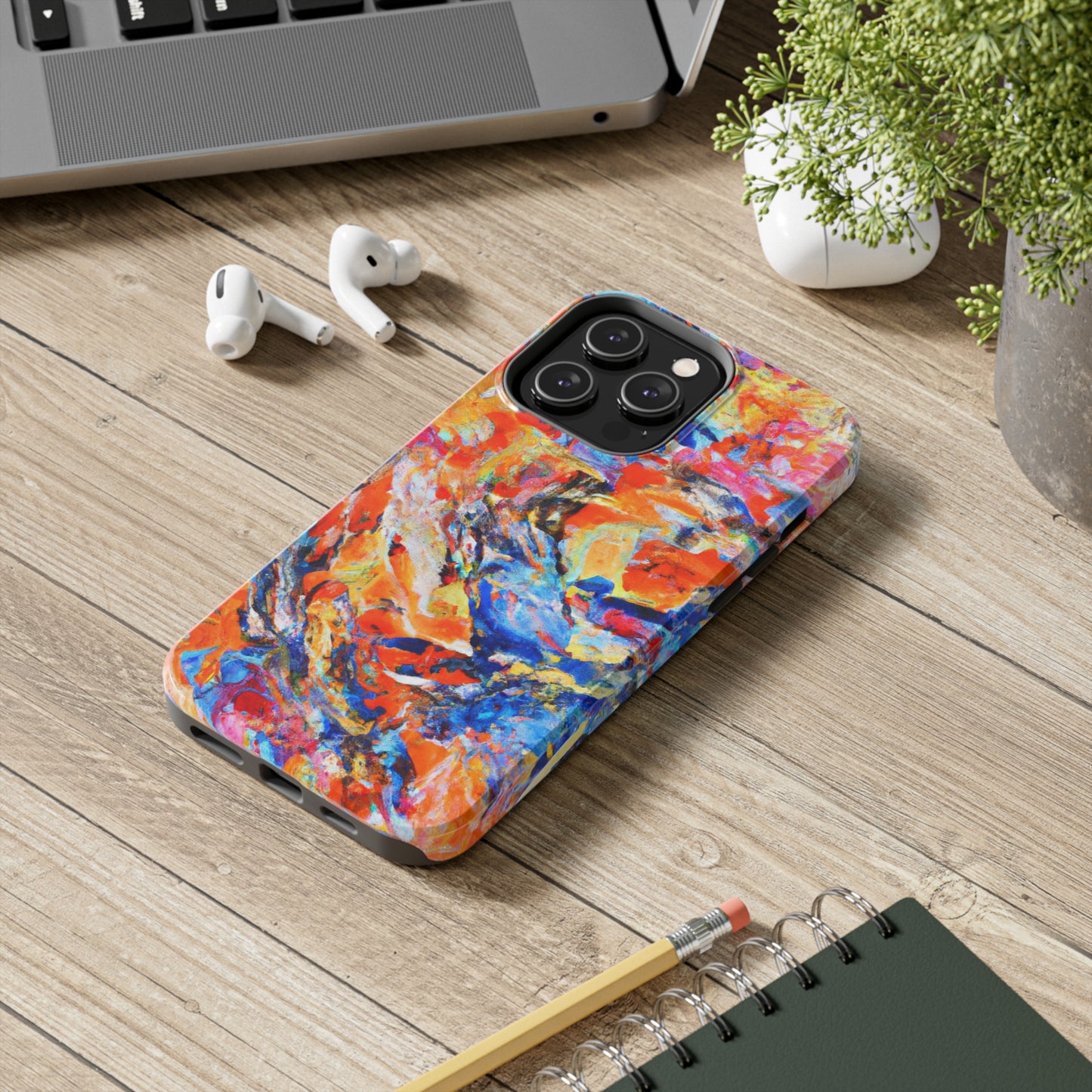 Tough Apple iPhone Case Ft. Abstract Blue and Orange