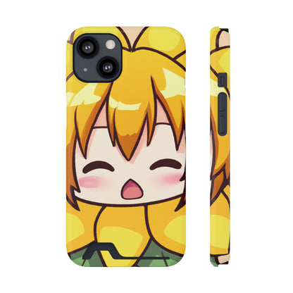 iPhone 13 and Samsung S21, S22 Cases with Card Holder Ft. Chibi Sunflower