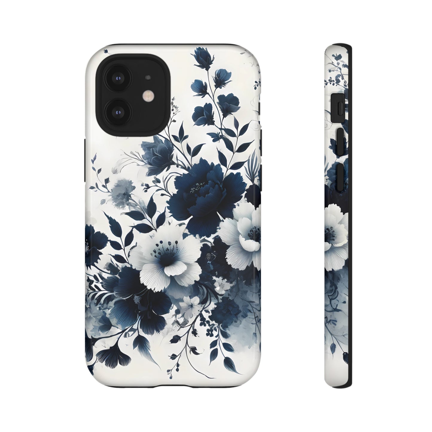 Tough Phone Case Ft. Navy Blue Flowers