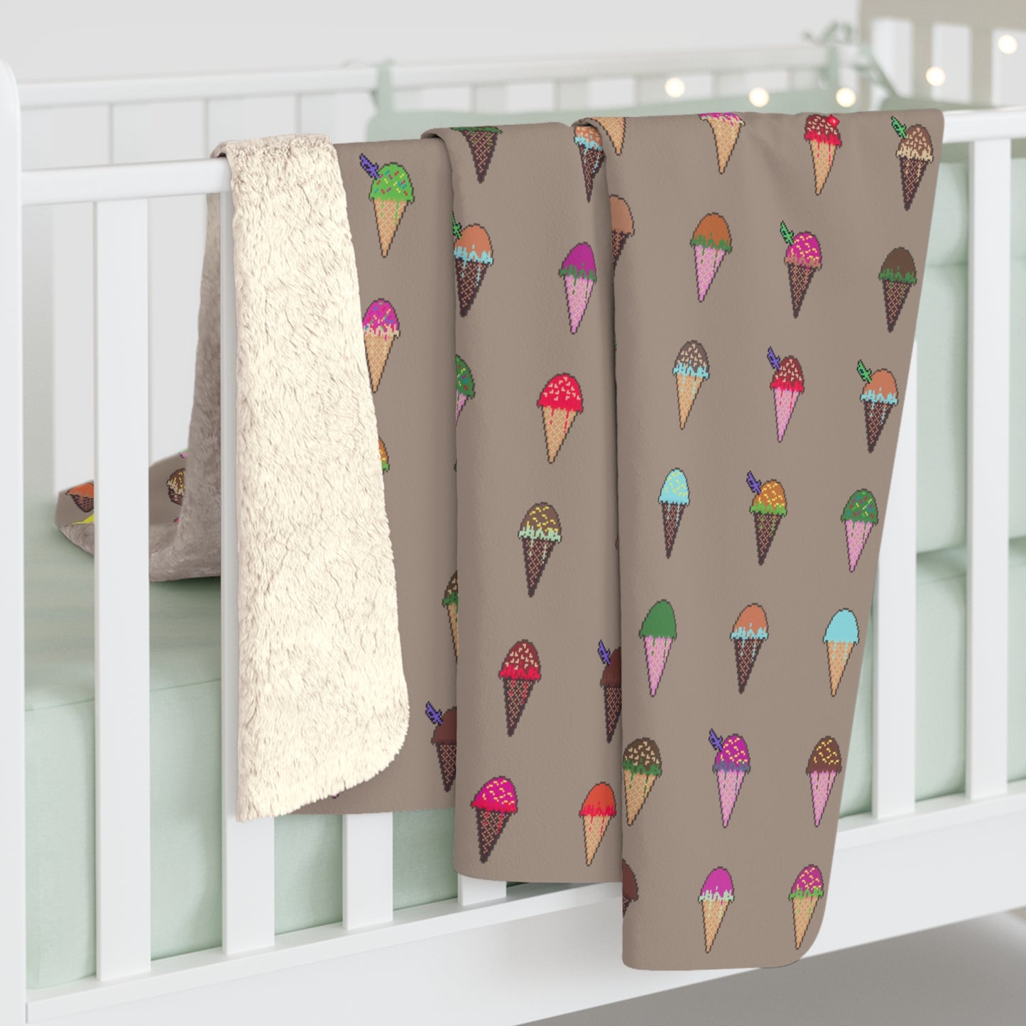 Sweet Dreams Sherpa Fleece Blanket Featuring Pixel Cones