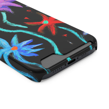 iPhone 13 and Samsung S21, S22 Cases with Card Holder Ft. Abstract Flowers