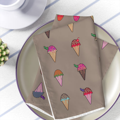 White-Bottom Polyester Napkins Featuring Pixel Cones