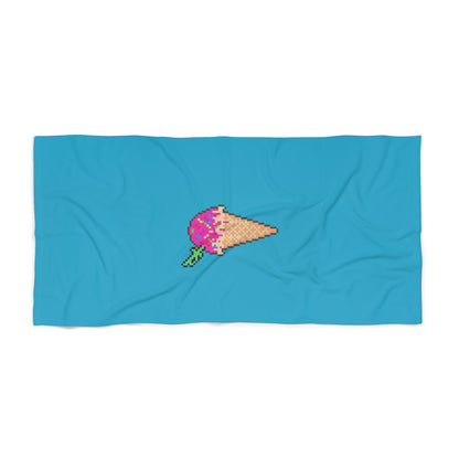 Beach Towel Ft. Pixel Cone (Turquoise/Cyan front)