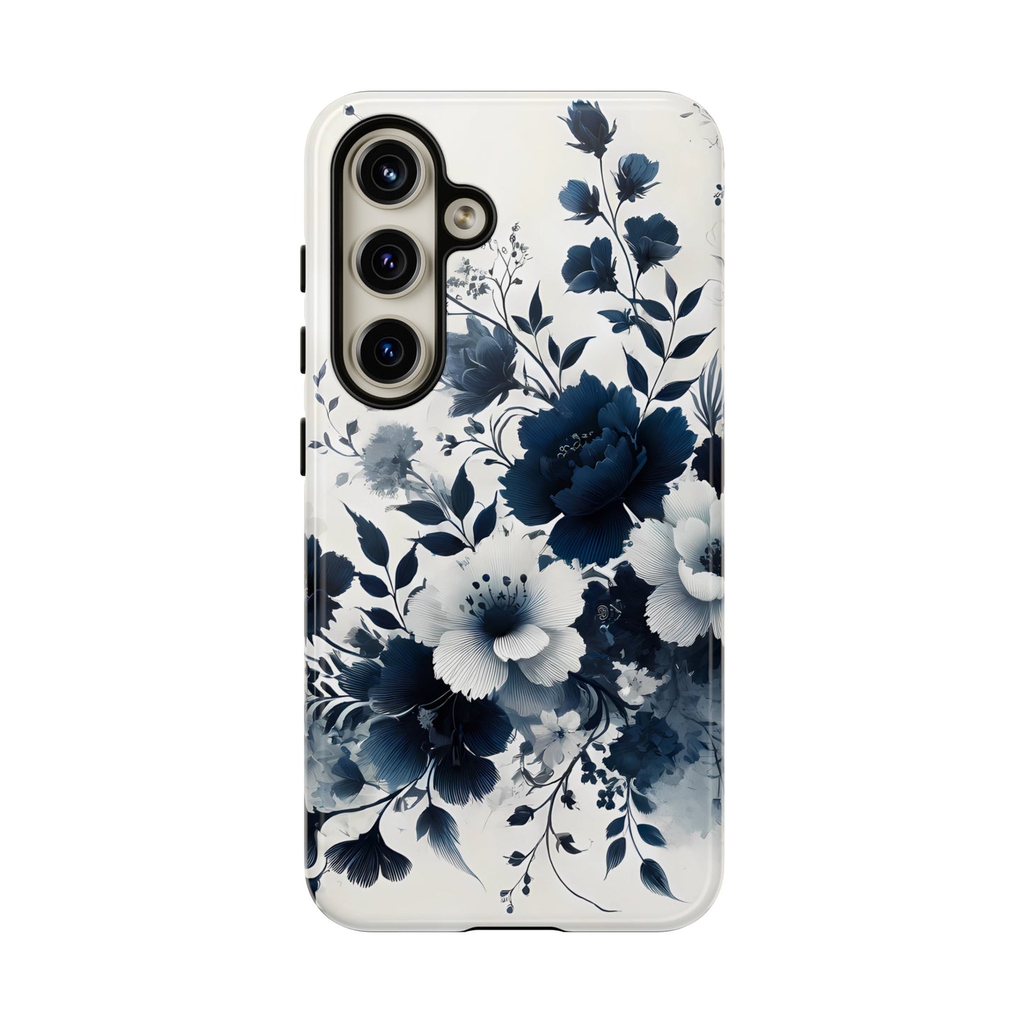 Tough Phone Case Ft. Navy Blue Flowers