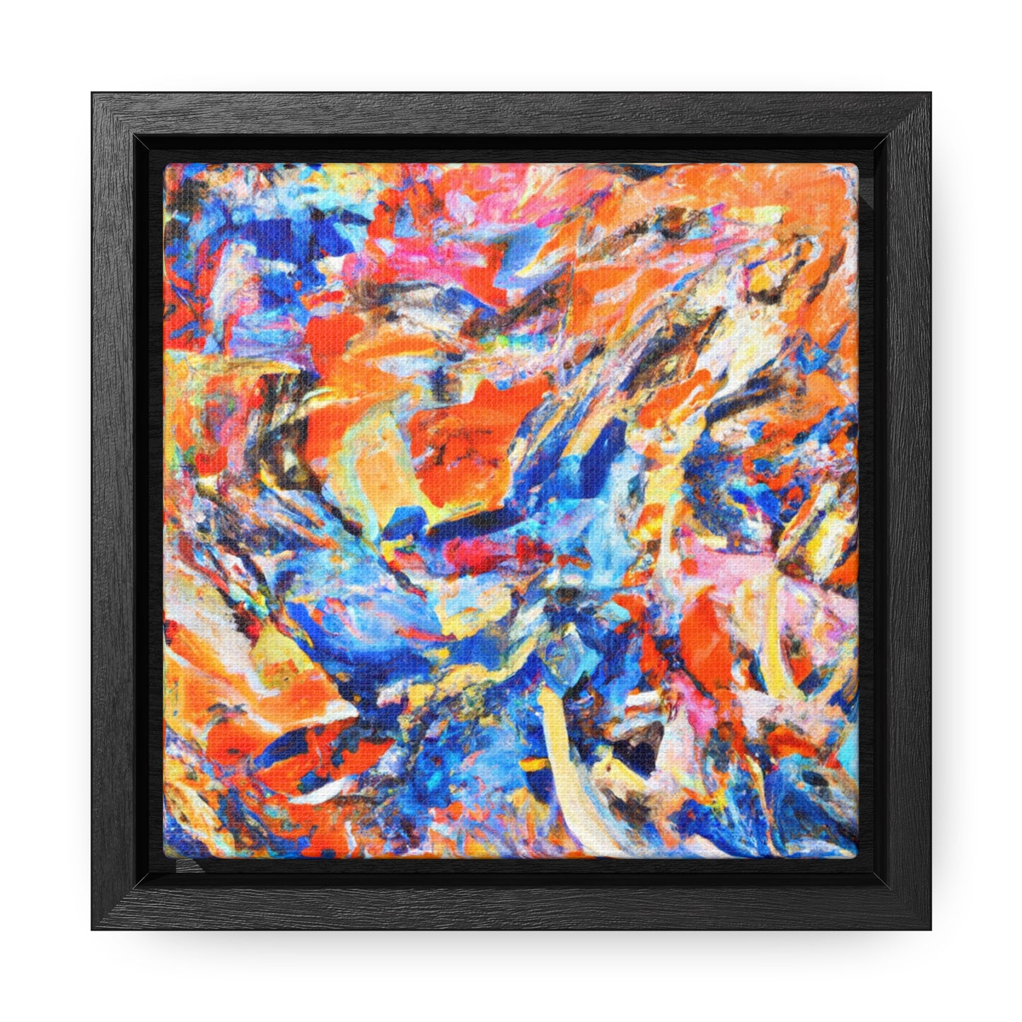 6x6-inch Abstract Framed Canvas: Abstract Ocean Citrus