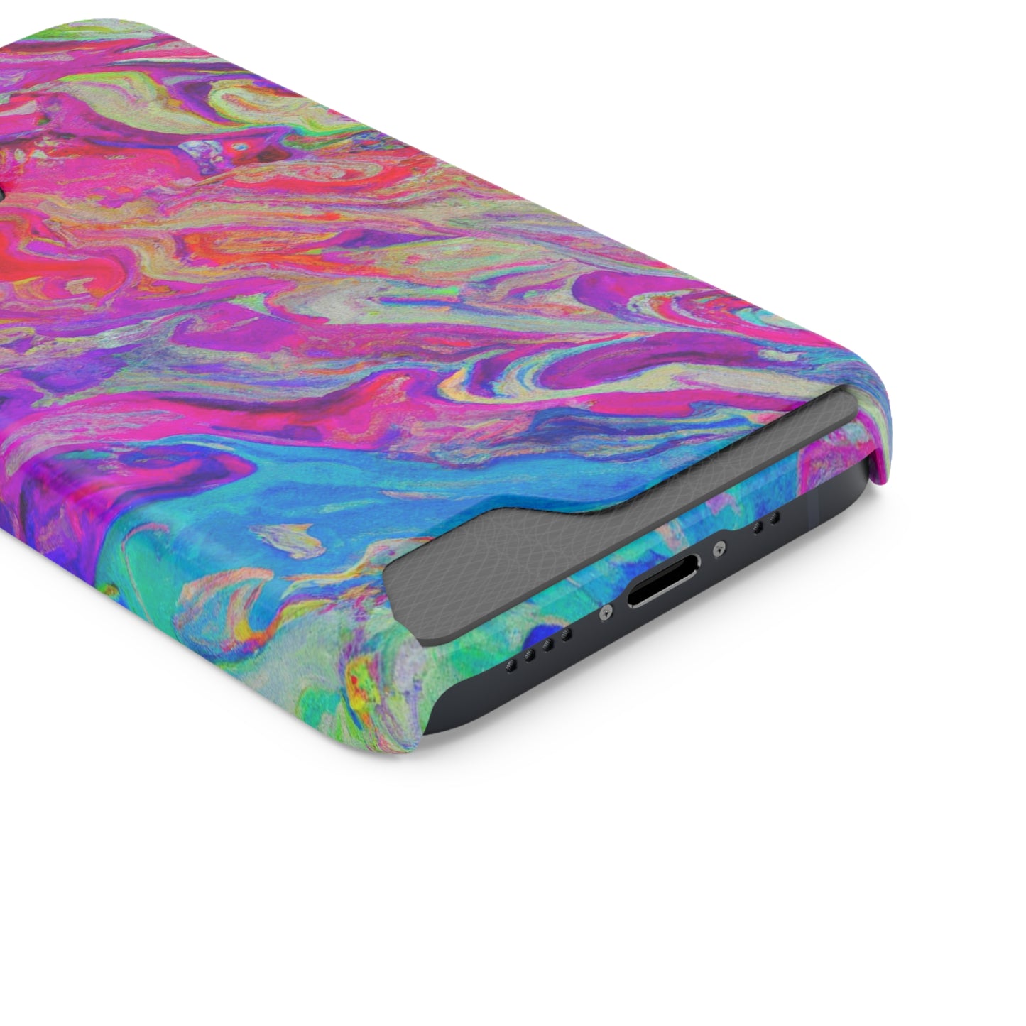 iPhone 13 and Samsung S21, S22 Cases with Card Holder Ft. Rainbow Waves