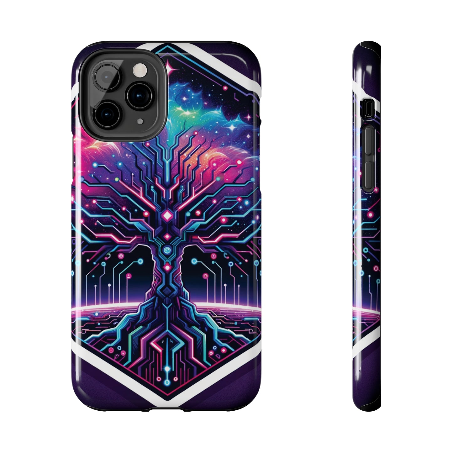 ToughDrop Apple iPhone Case Ft. Cyberpunk Nebula Tree