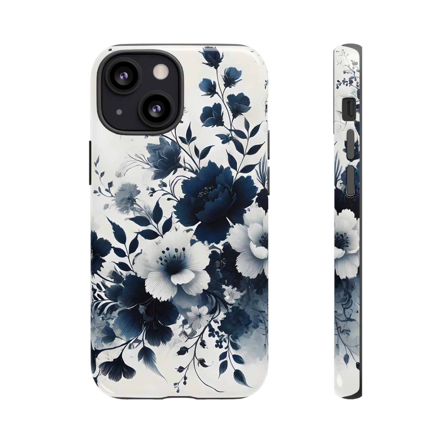 Tough Phone Case Ft. Navy Blue Flowers