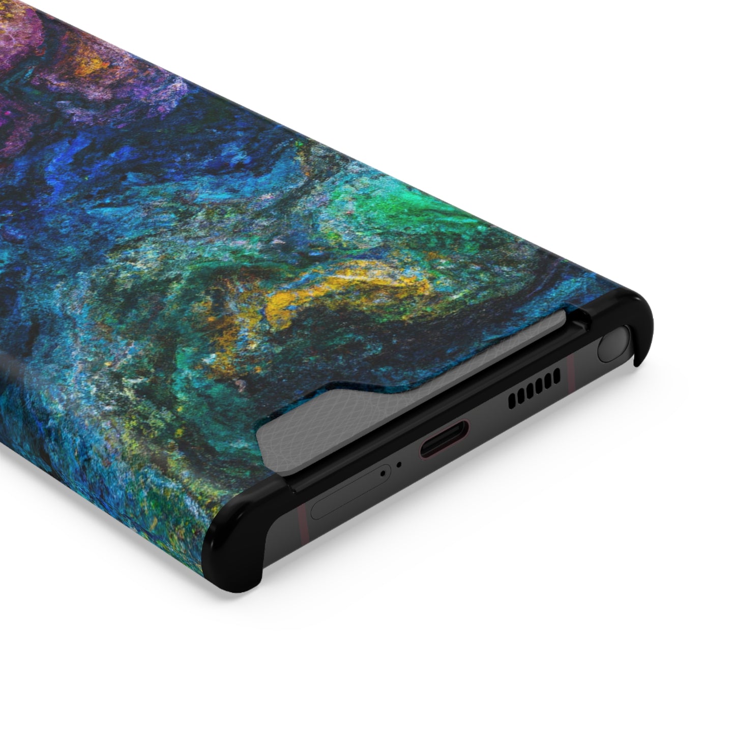 iPhone or Samsung Case with Card Holder Ft. Abstract Opal