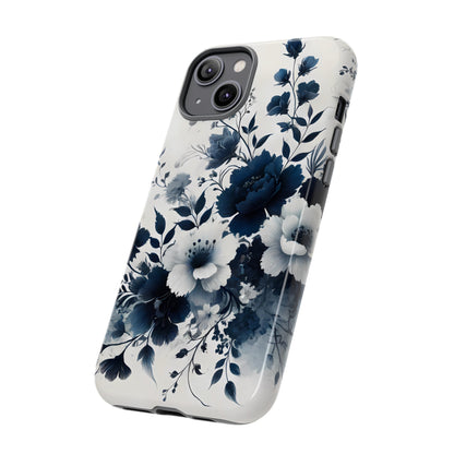 Tough Phone Case Ft. Navy Blue Flowers