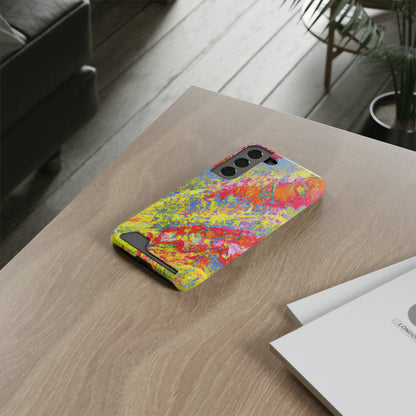 iPhone 13 and Samsung S21-S22 Cases with Card Holder Ft. Abstract Strawberry Banana