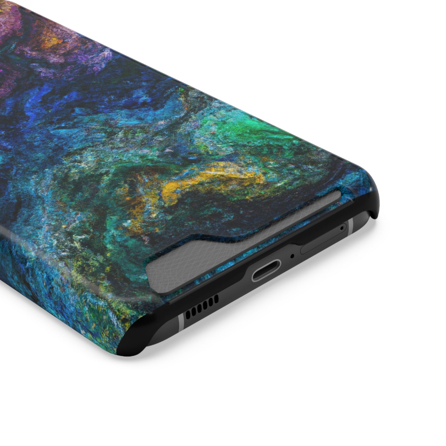 iPhone or Samsung Case with Card Holder Ft. Abstract Opal