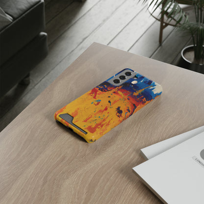 iPhone 13 and Samsung S21, S22 Cases with Card Holder Ft. Abstract Sun
