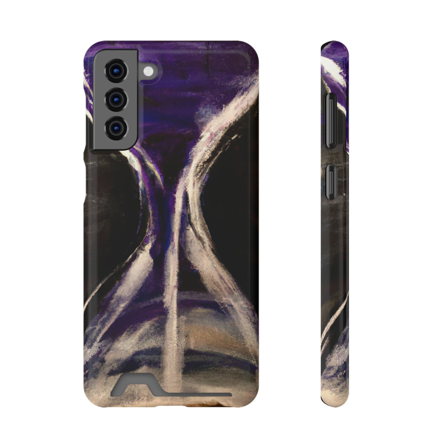 iPhone 13 and Samsung S21, S22 Cases with Card Holder Ft. Purple Hourglass