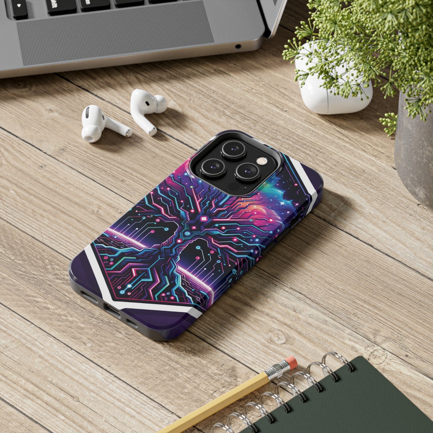 ToughDrop Apple iPhone Case Ft. Cyberpunk Nebula Tree