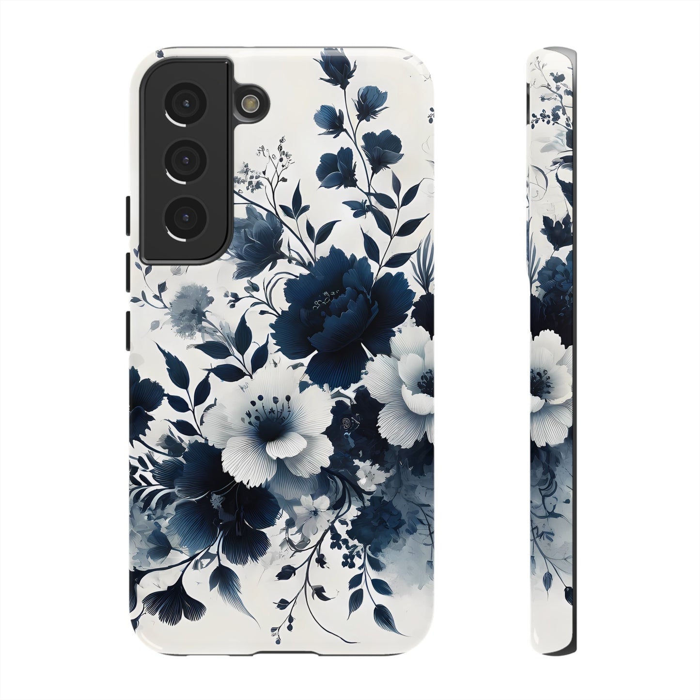 Tough Phone Case Ft. Navy Blue Flowers