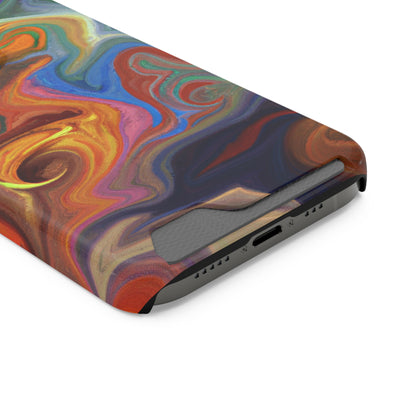 iPhone or Samsung Case with Card Holder Ft. Fractured Waves