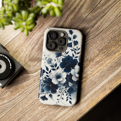 Tough Phone Case Ft. Navy Blue Flowers