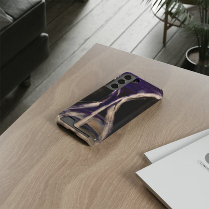 iPhone 13 and Samsung S21, S22 Cases with Card Holder Ft. Purple Hourglass