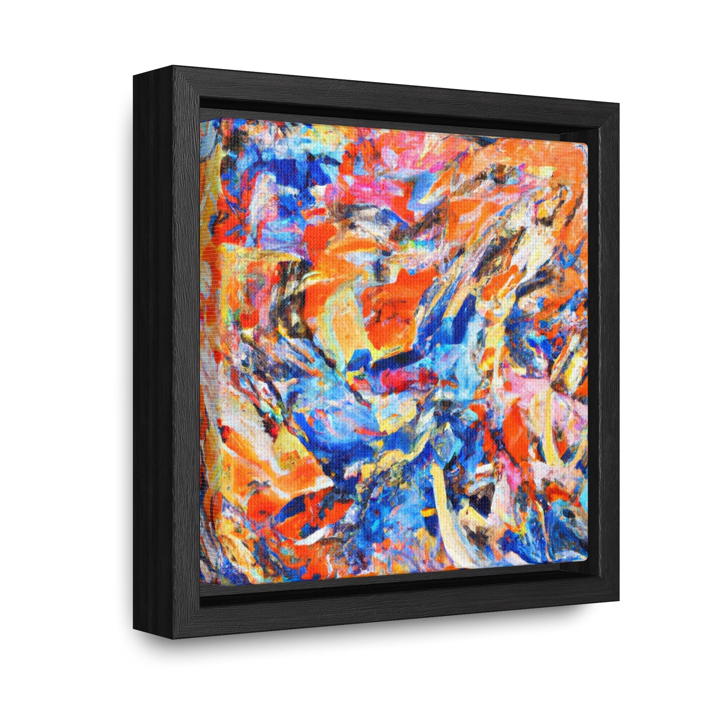 6x6-inch Abstract Framed Canvas: Abstract Ocean Citrus