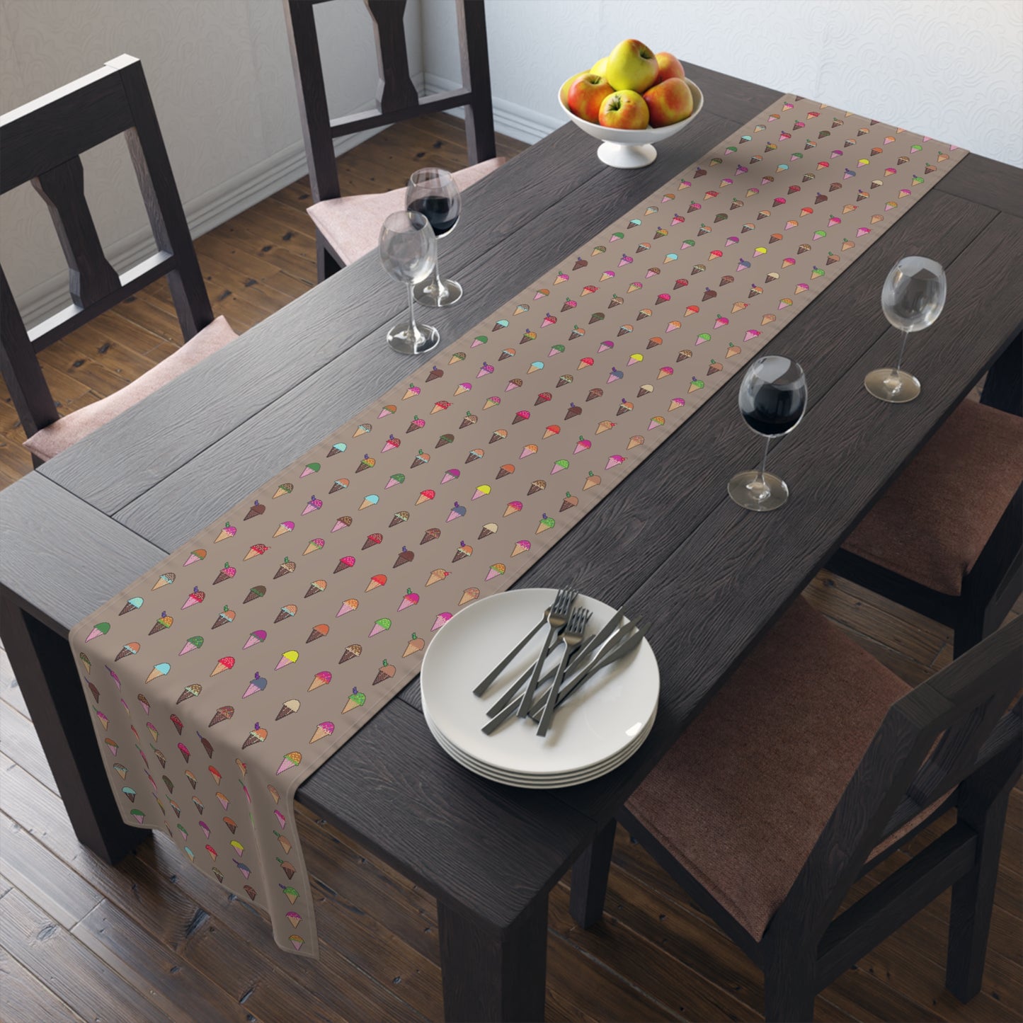 Extra Long Winter Table Runner (Cotton) Ft. Pixel Cones