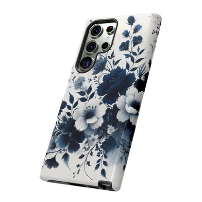 Tough Phone Case Ft. Navy Blue Flowers