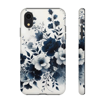 Tough Phone Case Ft. Navy Blue Flowers