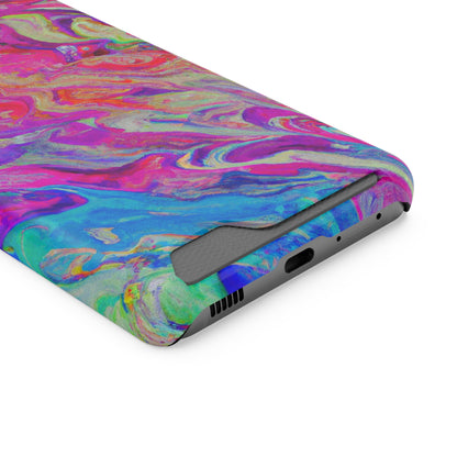 iPhone 13 and Samsung S21, S22 Cases with Card Holder Ft. Rainbow Waves