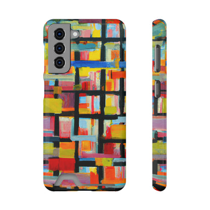 iPhone 13 and Samsung S21, S22 Cases with Card Holder Ft Abstract Bricks