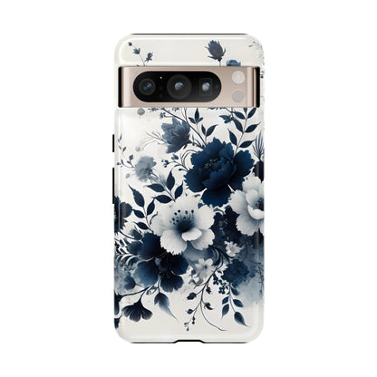 Tough Phone Case Ft. Navy Blue Flowers