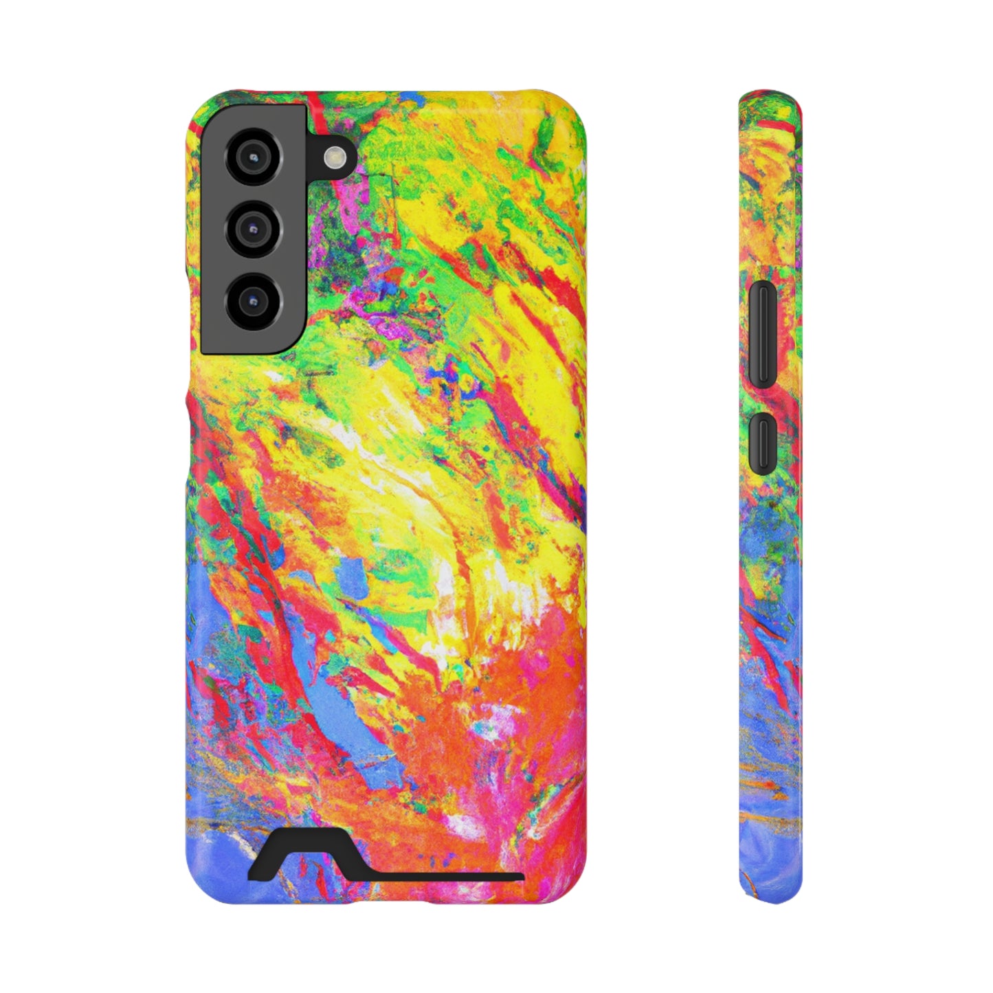Abstract Sherbet: Phone case with card holder for iPhone 13 models and Samsung S21-S22 models