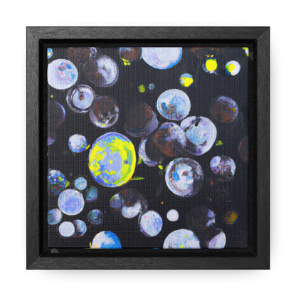6x6-inch Abstract Framed Canvas: Silver Bubbles